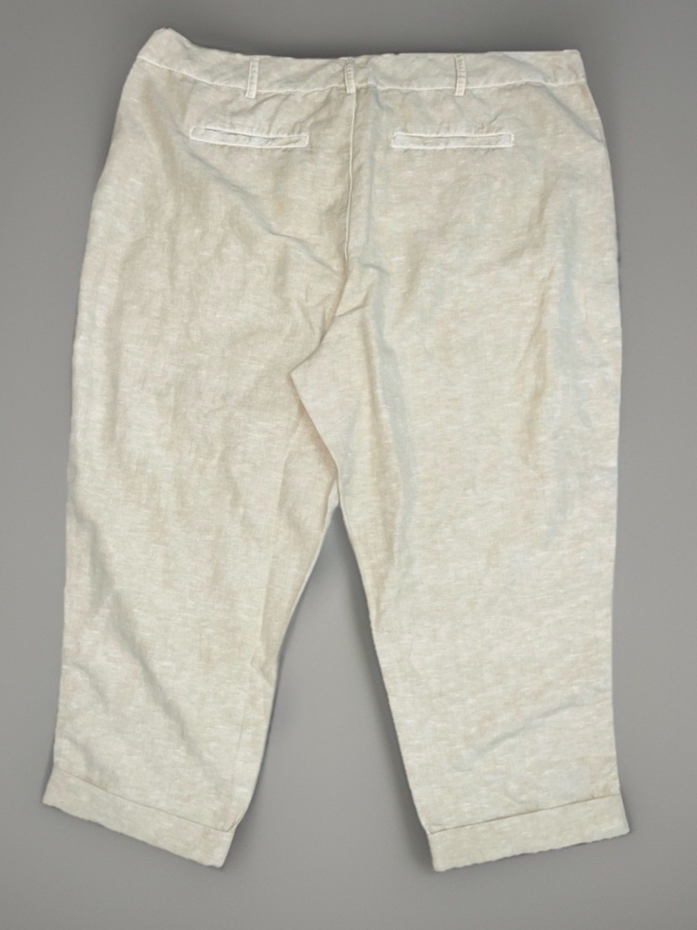 Coldwater Creek Linen Cropped Pants 18W Lace Trim NWT Sand - Picture 7 of 10